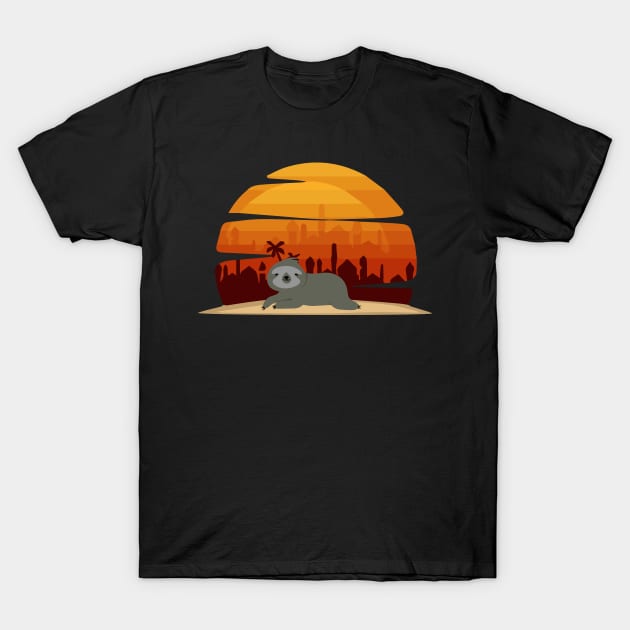 Vintage Sloth Sun T-Shirt by Imutobi